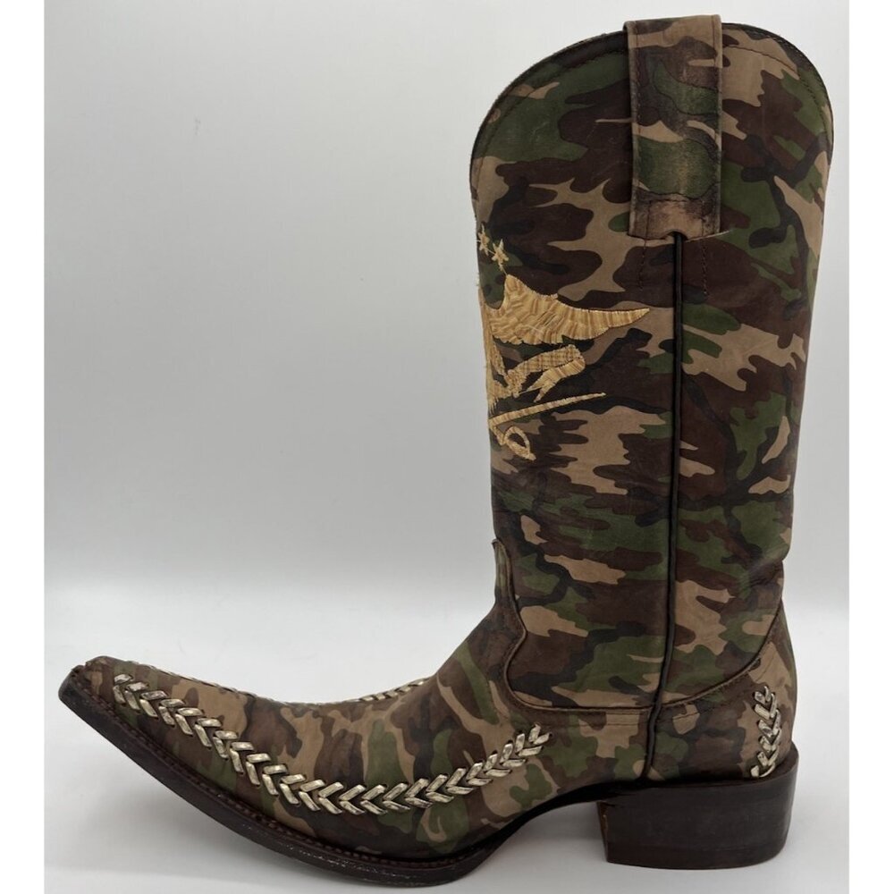 El General Camouflage Pointed Toe Western Cowboy Boots Size 25.5 Mexico / 6.5 US - Picture 7 of 14